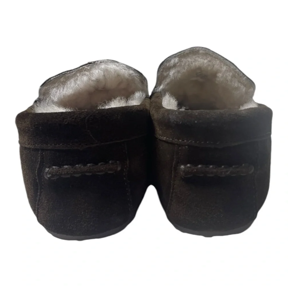 Vineyard Vines Men’s Chocolate Brown Suede Shearling Lined Slippers